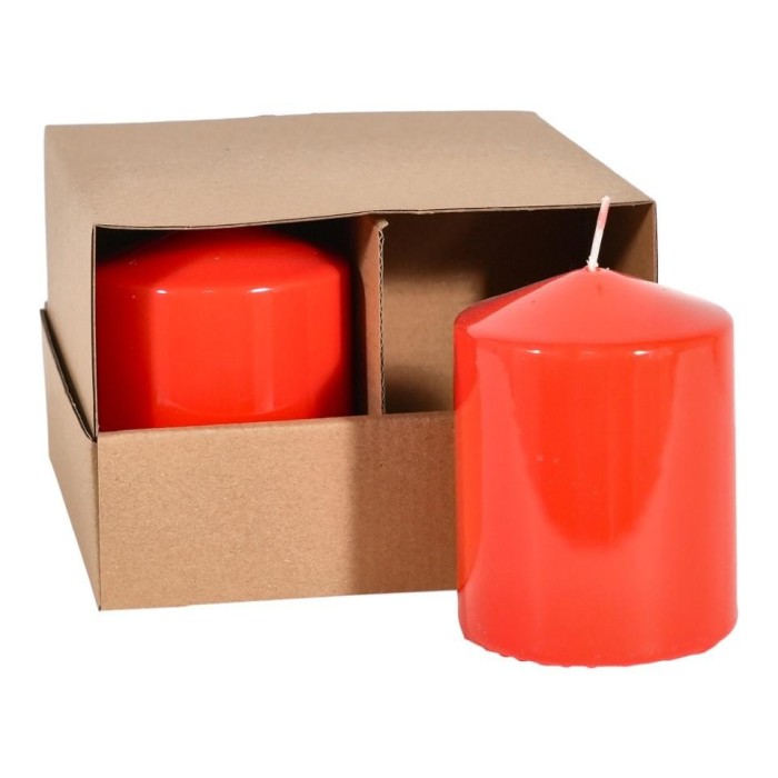 CANDELA MOCCOLO SMALTATA H.100XD.75 MM. ROSSO